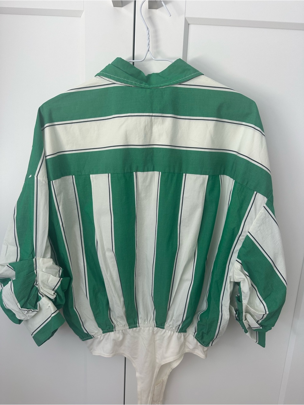 STAUD Green & White Striped Button-Down Shirt - Picture 3 of 5